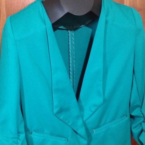 Turquoise Open Blazer Jacket - Picture 1 of 7